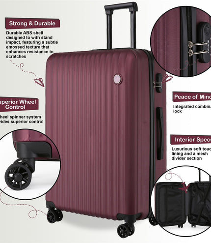 Edmonton Set of 3 Hard Shell Suitcase in Burgundy