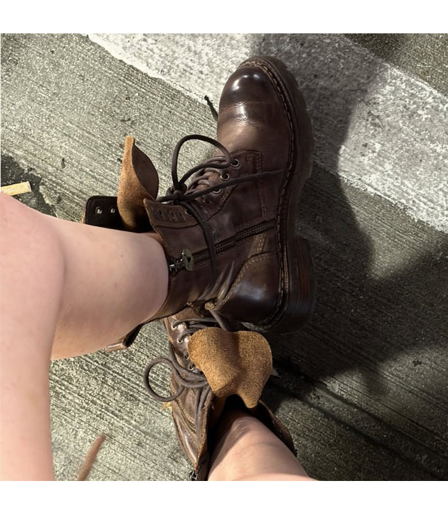 Windsorsmith Women’s Brown Leather Lace-Up Combat Boots - Intermission