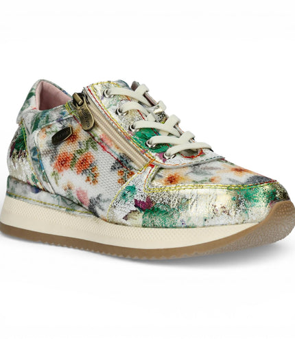 Laura Vita Women's Gycmo 58 Green Floral Leather Trainers Sneaker Shoes