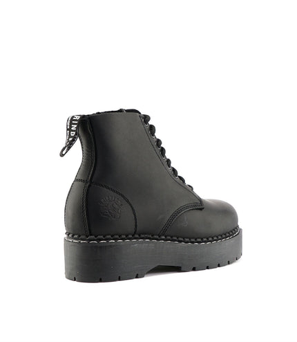 Grinders Unisex Black Chalie Acs Leather Ankle Casual Lace Up Boots