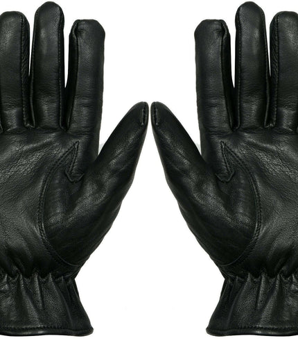 MENS BLACK CLASSIC REAL 100% LEATHER GLOVES THERMAL LINED DRIVING WINTER GIFT