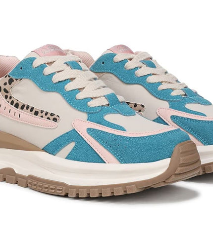 Blowfish Malibu Womens Pink Blue Retro Lace-Up Sneakers - Leo