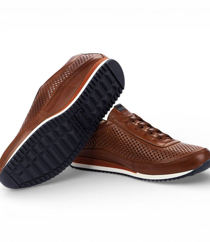 Pikolinos Men's Brown Leather Elastic Slip-on Sneaker Trainers Shoes - Liverpool