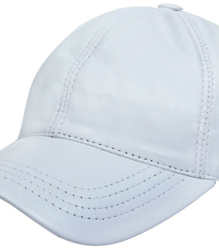 Unisex Real Nappa Leather Adjustable Golf Snapback Plain Baseball Cap Hat - White