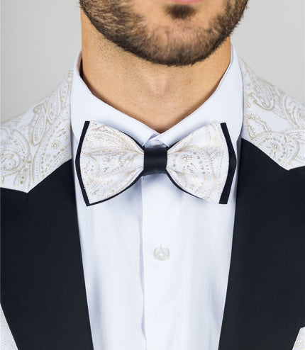 Men's 4 Piece White Paisley Wedding Suit Tailor Fit