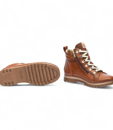 Pikolinos Women's Brandy Brown Leather Ankle Trainers Boots - Vigo