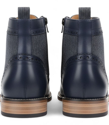 Men's Navy Blue Wingtip Brogue Ankle Dress Chukka Boots