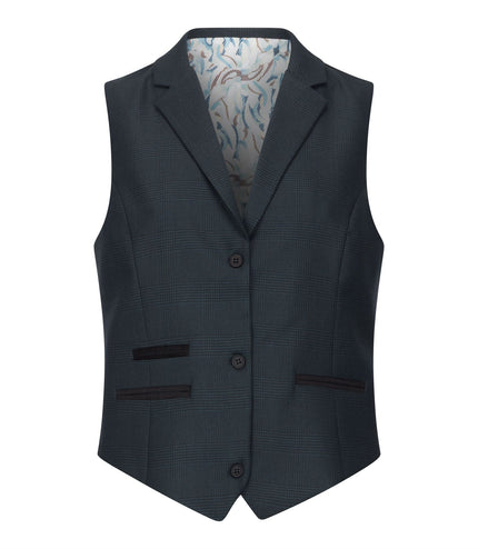 Women's Olive Three-Piece Tailored Fit Suit in Prince of Wales Check