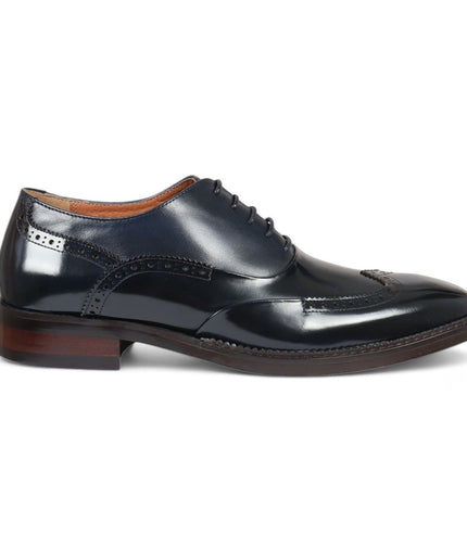 Justin Reess Men's Blue Patent Leather Brogue Formal Shoes - Harry
