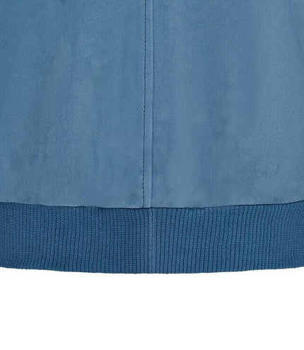 Mens Soft Goat Suede MA-1 Varsity Bomber Jacket  - Dalian - Blue