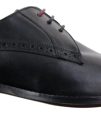 Mens Classic Oxford Brogue Derby Shoes In Black Leather