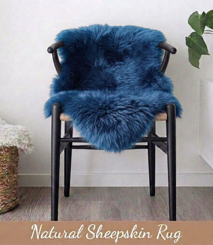 Genuine Diamond Blue Sheepskin Natural Silky Soft Fluffy Real Wool Rug