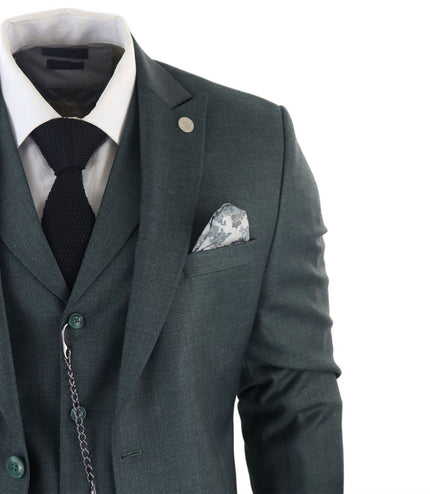 Men's Classic 3-Piece Plain Green Suit