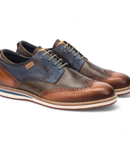 Pikolinos Men's Brandy Brown Leather Brogue Lace-Up Oxford Shoes - Avila