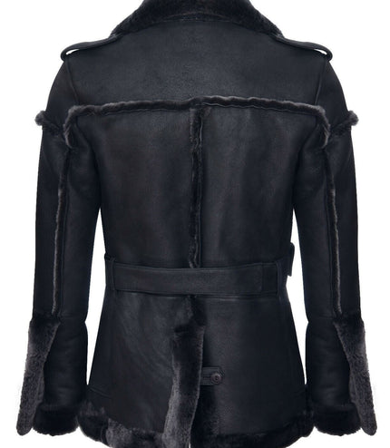 Mens Merino Sheepskin Suede Jacket with Tie Belt-Granada