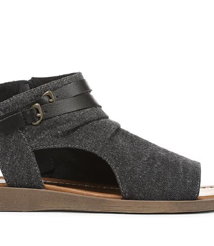 Blowfish Malibu Women's Charcoal Strappy Low Wedge Sandals - Denver