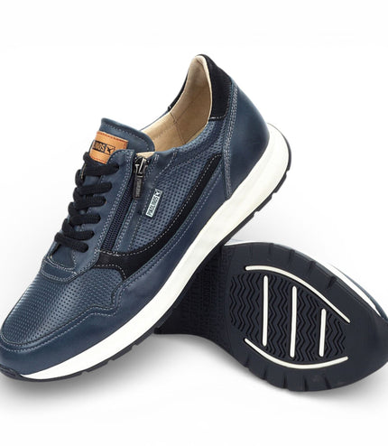 Pikolinos Men's Blue Leather Easy Wear Sneaker Trainers Shoes - Getafe