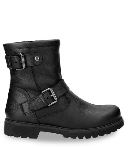 Panama Jack Women's Felina B9 Black Waterproof Leather Buckle Ankle Boots