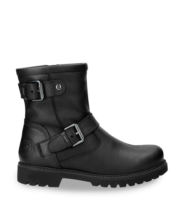 Panama Jack Women's Felina B9 Black Waterproof Leather Buckle Ankle Boots
