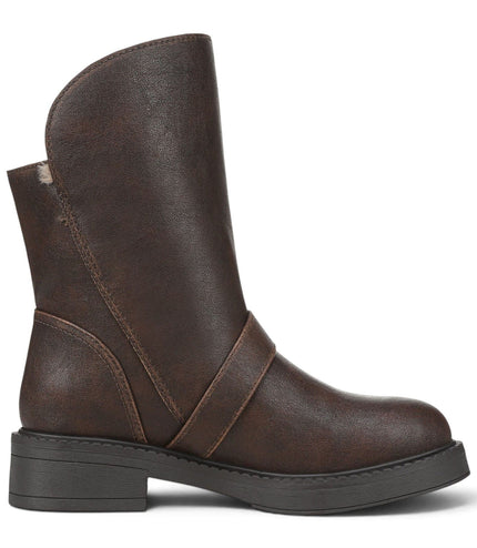 Blowfish Malibu Women's Brown Faux Leather Winter Biker Boots - Venice-Cozy