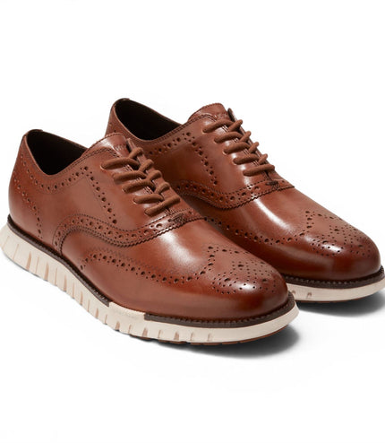 Cole Haan Men's ZeroGrand Wingtip Oxford Trainer Brown Leather Sneakers - C39602