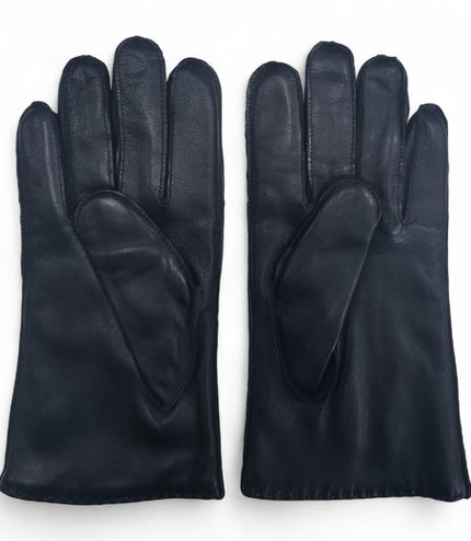 Men's Black Italian Leather Warm Wool Lining Winter Stich Design Gloves - M-LGV-205