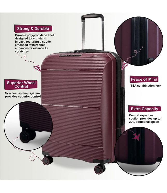 Abiko Set of 3 Hard Shell Suitcase in Burgundy