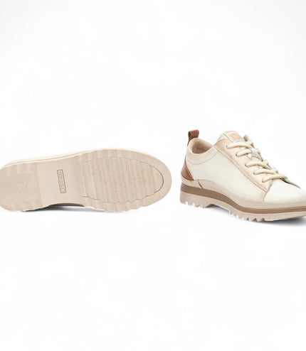 Pikolinos Women's Nata White Leather Laces & Zipper Trainers - Vigo