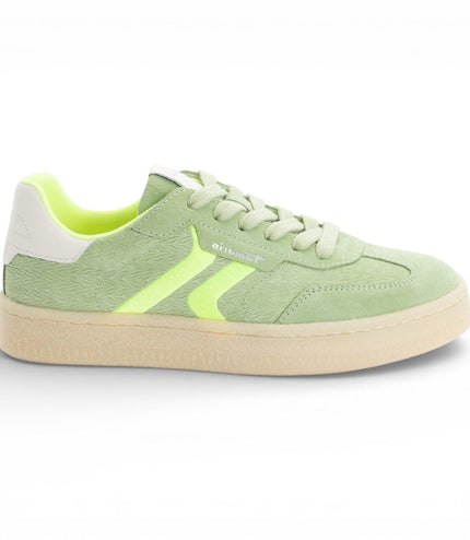 Tamaris Women's Green Leather Neon Stripes Trainers Sneaker Shoes