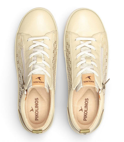 Pikolinos Women's Apple Green Leather Lace Up Zip Trainer Sneaker Shoes - Vigo