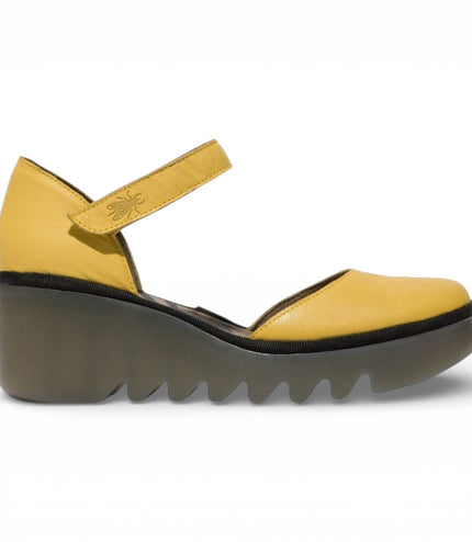 Fly London Women's Yellow BISO305FLY Suede Leather Wedge Sandals