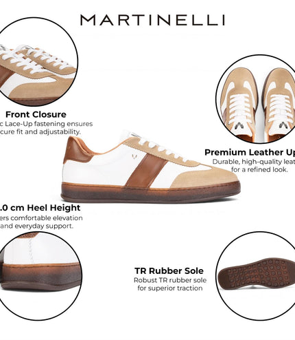 Martinelli Men's Brown Leather Sneakers Trainer Shoes - Seaford