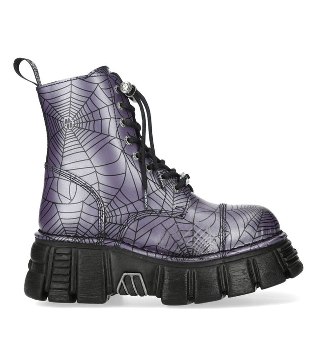New Rock Purple Leather Gothic Military Biker Boots - MILI083CCT-C122