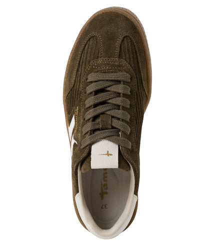 Tamaris Womens Olive Green Suede Leather Fashion Lace Up Sneakers