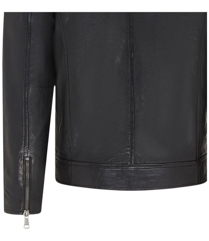 Men's Modern Classic Leather Quilted Biker Jacket - Derry - Black