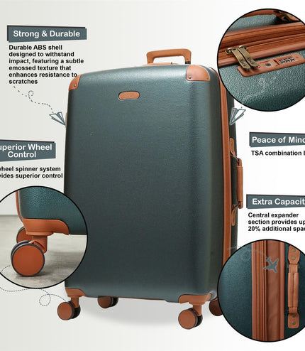Amble Large Hard Shell Suitcase in Green
