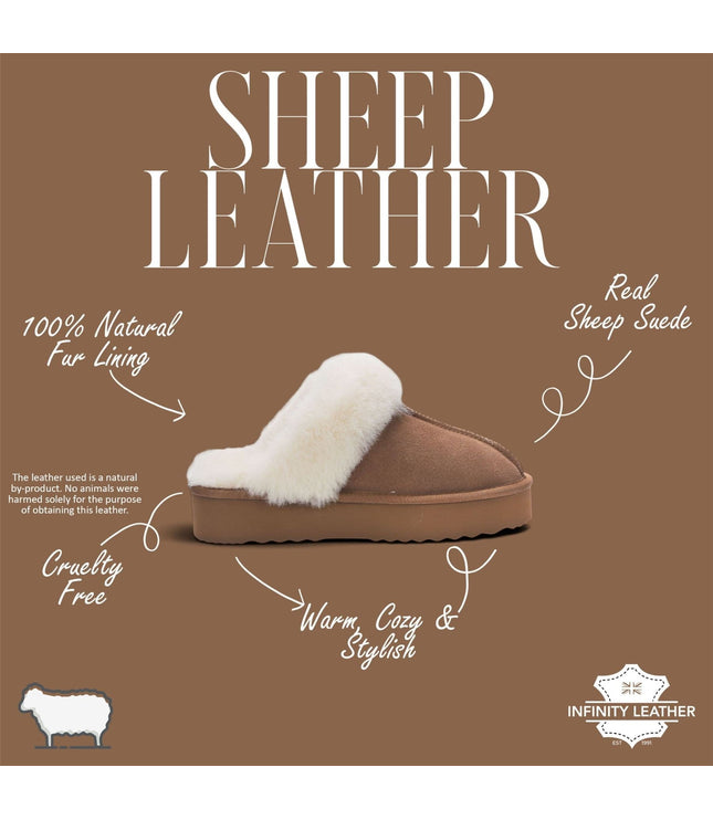 Women’s Genuine Sheepskin Fur Mule Winter Slippers