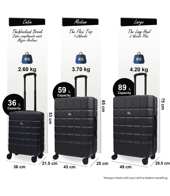 Cotgrave Set of 3 Soft Shell Suitcase in Black