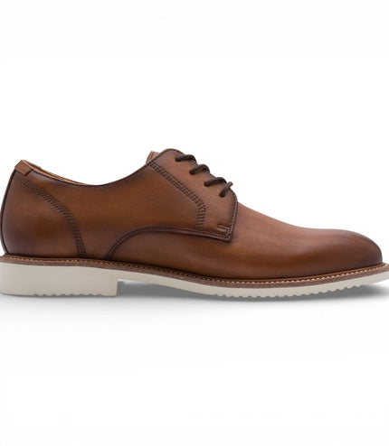 Tamaris Men's Cognac Brown Leather Plain Toe Smart Derby Shoes