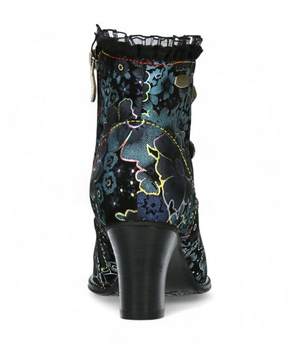 Laura Vita Elcodieo 224 Blue Floral Womens Gothic Victorian Leather Ankle Heeled Boots