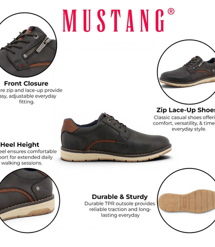 Mustang Men's Dark Grey Faux Leather Casual Outdoor Shoes - M0031004