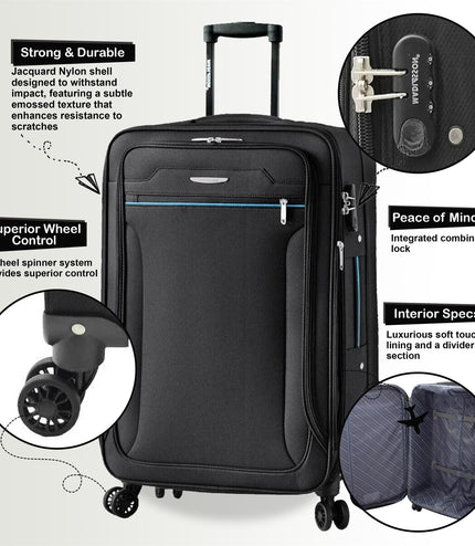 Cinderford Cabin Soft Shell Suitcase in Black