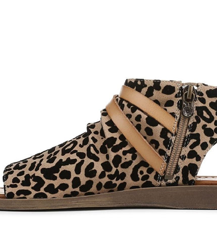 Blowfish Malibu Women's Brown Leopard Strappy Low Wedge Sandals - Denver