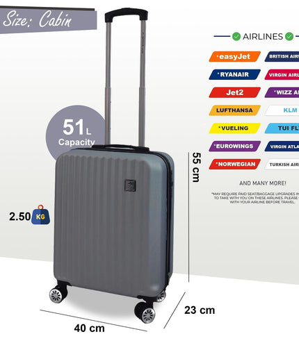 Alsager Cabin Hard Shell Suitcase in Silver
