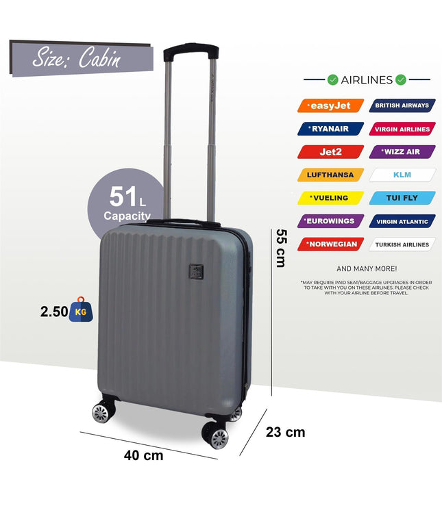 Alsager Cabin Hard Shell Suitcase in Silver