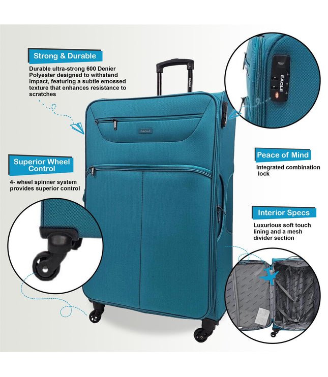 Ashford Set of 4 Soft Shell Suitcase in Teal
