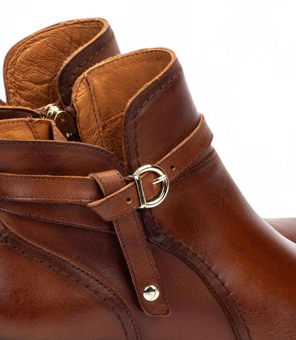 Pikolinos Women's Cuero Brown Leather Ankle Bootie Zip Heel Boots - Daroca