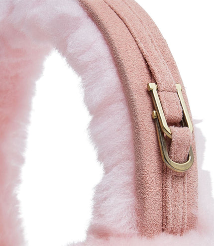 Womens Sheepskin Shearling Winter Ear Muffs Warm Comfortable - Blush Pink