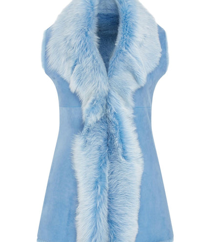 Women's Toscana Sheepskin Long Gilet-Sorocaba - Burgundy