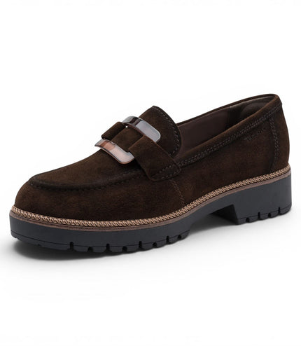 Tamaris Women's Brown Suede Leather Loafer Casual Shoes - 24722-43